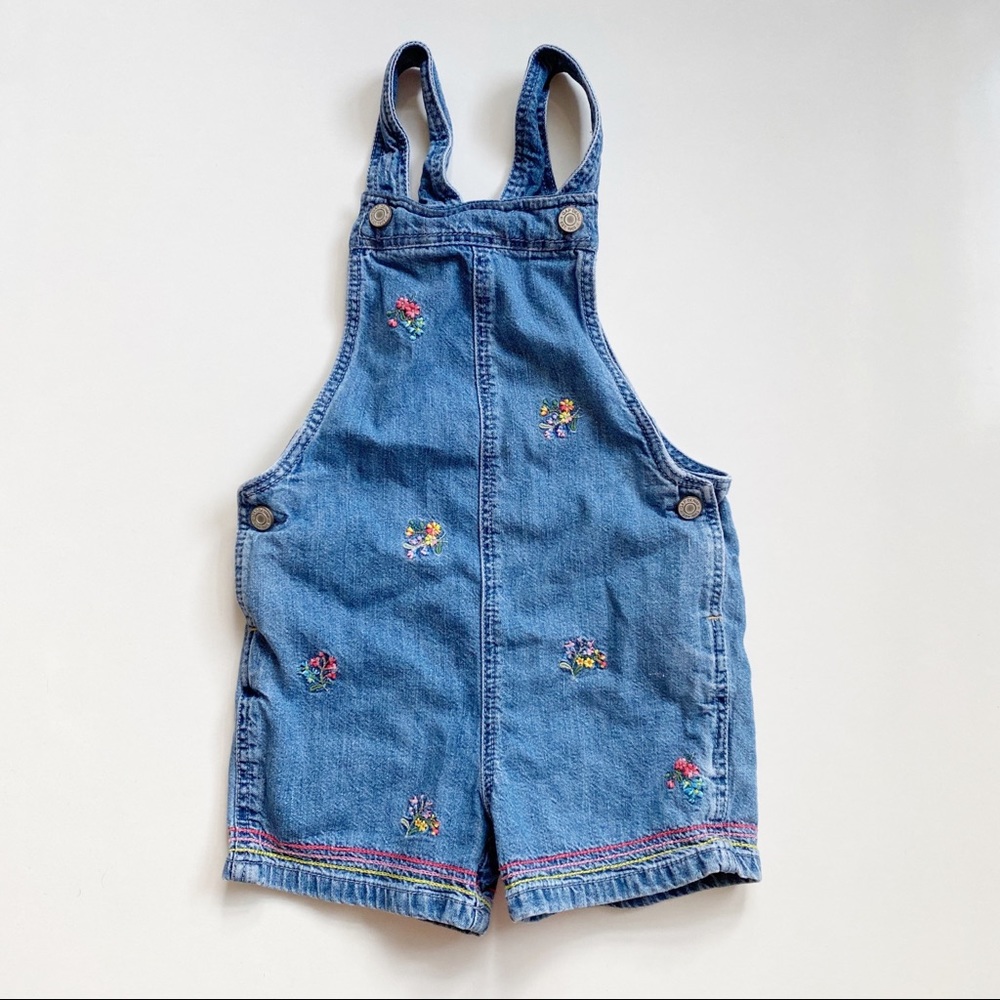 GAP Toddler Floral Embroidered Denim Shortalls
